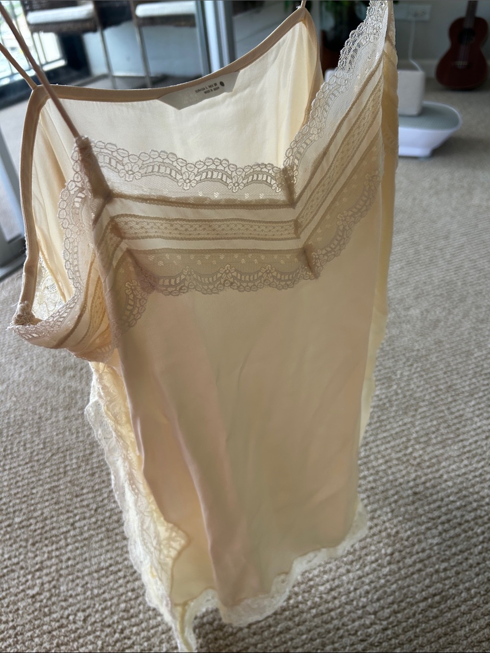 Zara Cream Lace Trim Satin Cami Top